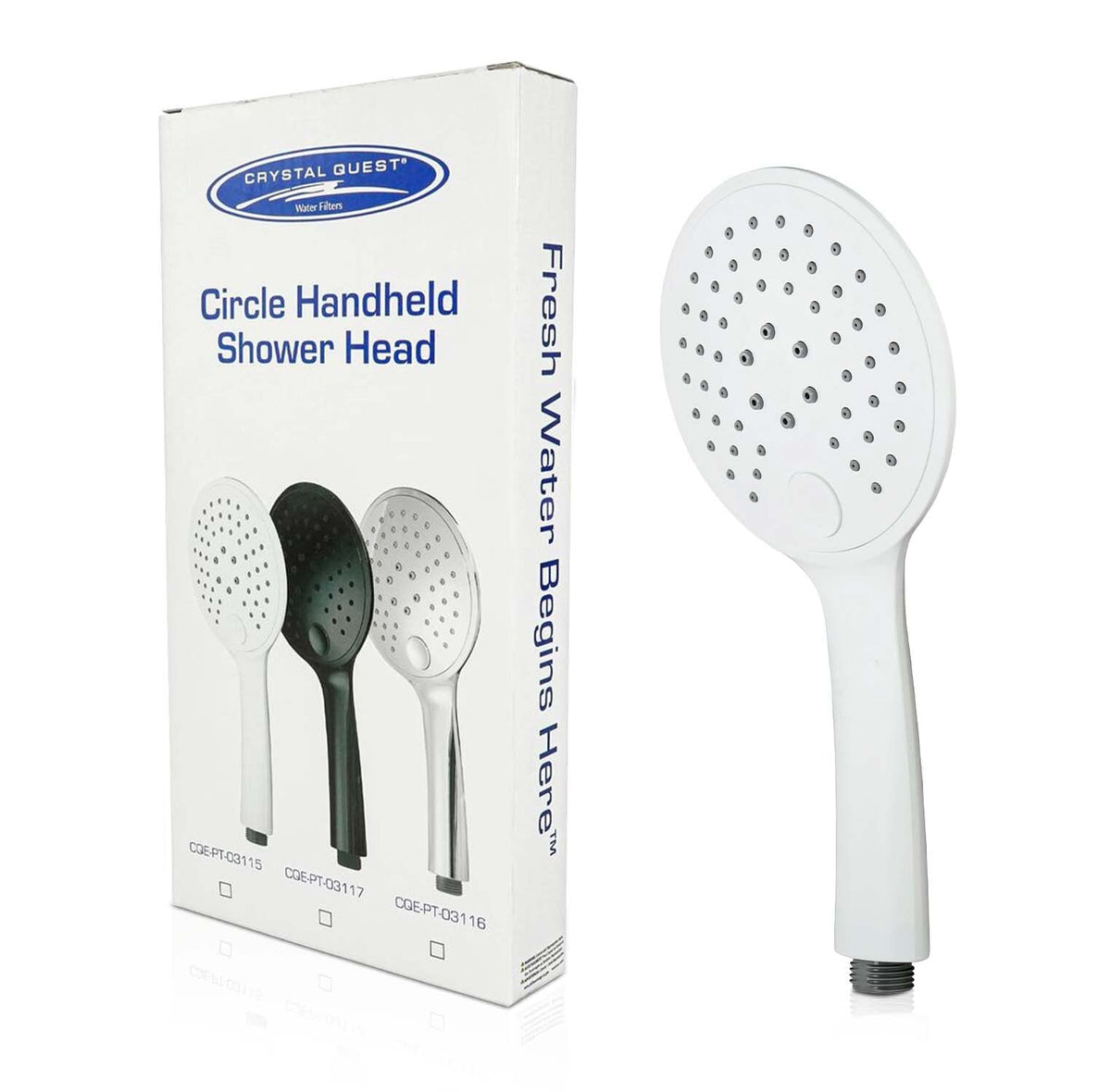 Crystal Quest Handheld Showerhead Wand, 2 Spray Functions