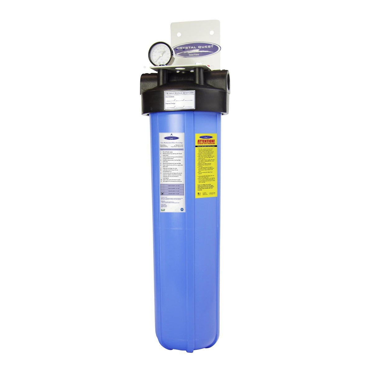 Crystal Quest Big Blue Whole House Water Filter, Iron, Manganese & Hydrogen Sulfide Removal, 4-6 GPM