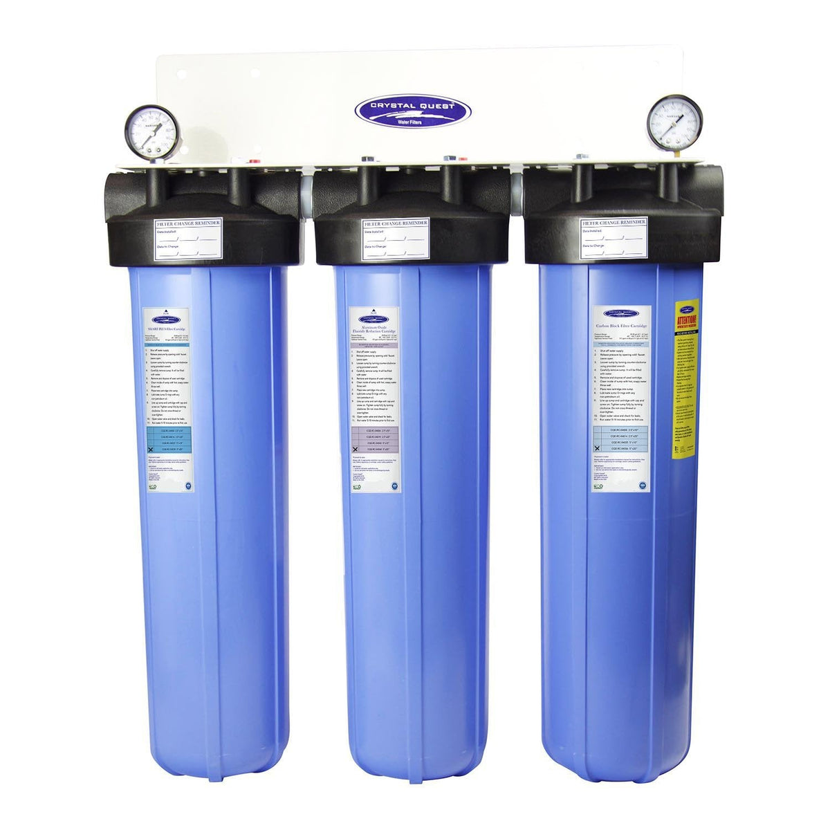 Crystal Quest Big Blue Whole House Water Filter, Iron, Manganese & Hydrogen Sulfide Removal, 4-6 GPM