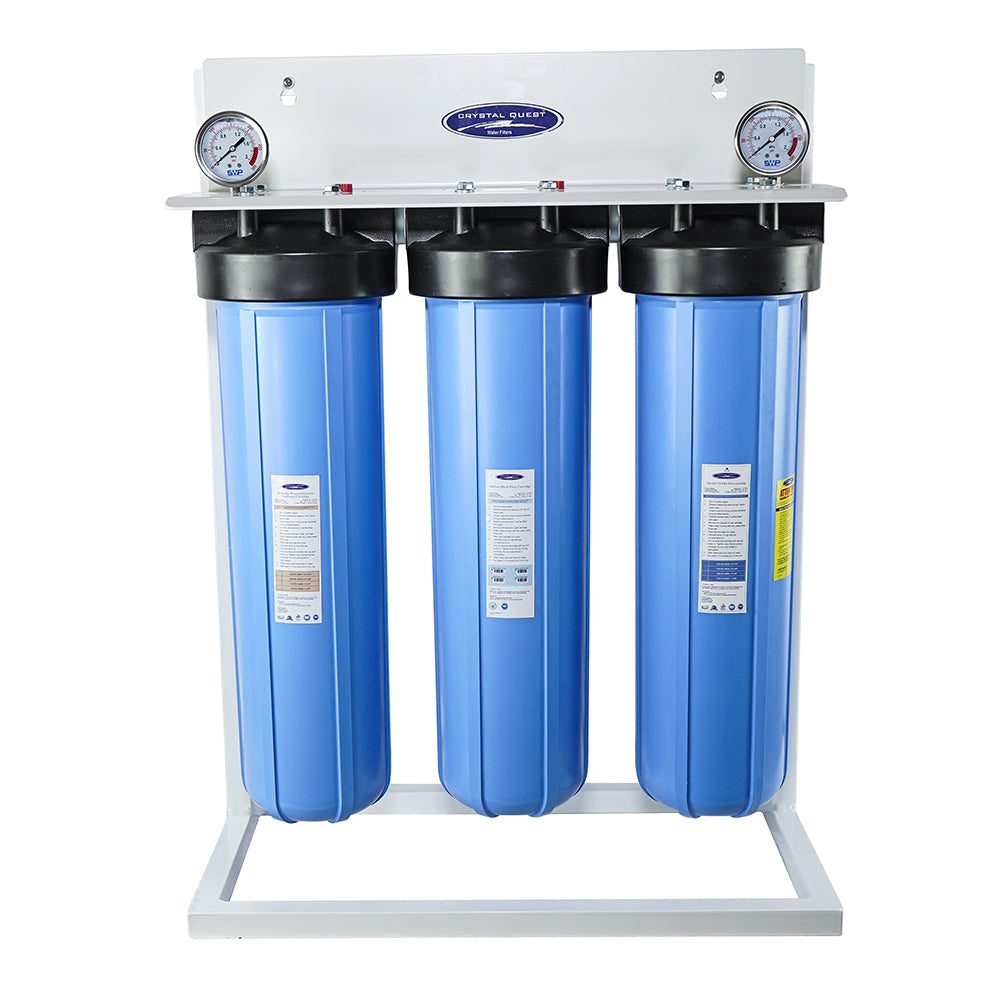 Crystal Quest Big Blue Whole House Water Filter, Iron, Manganese & Hydrogen Sulfide Removal, 4-6 GPM