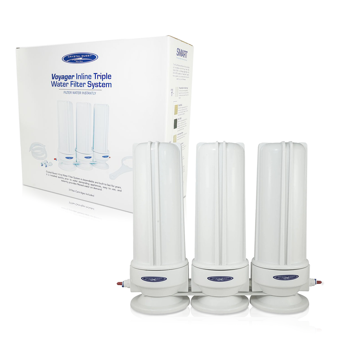 Crystal Quest Voyager Triple Inline Water Filter System, 8-Stage, UF Membrane + SMART + Carbon, 0.5 GPM