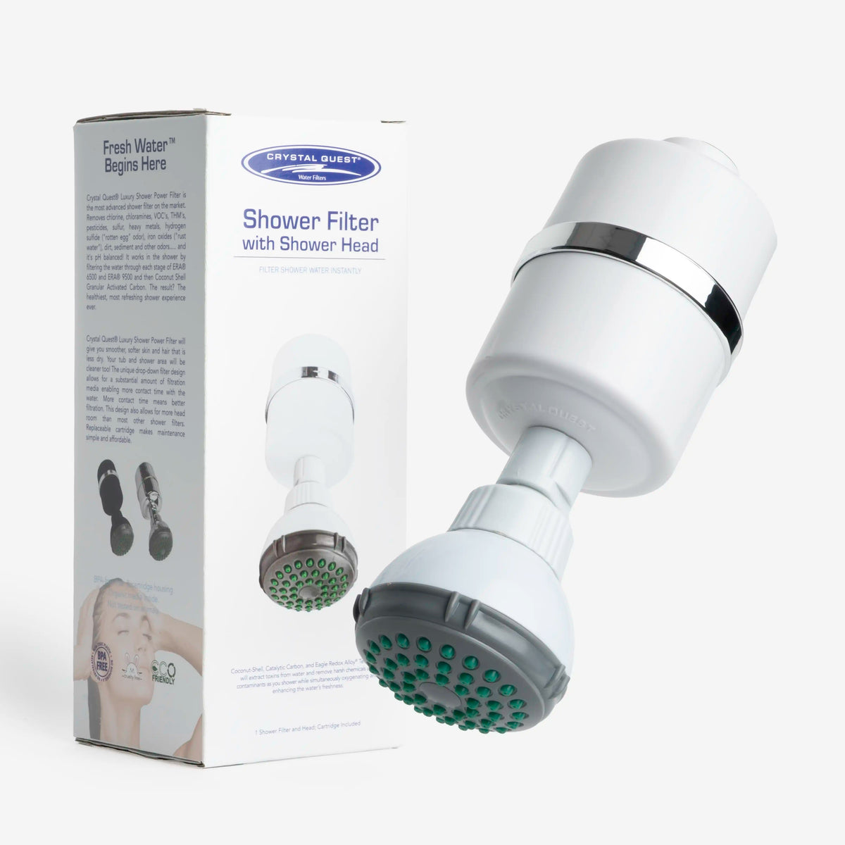 Crystal Quest Shower Filter, 2 GPM, With or Without Shower Head, White, Chrome, Black or Gold