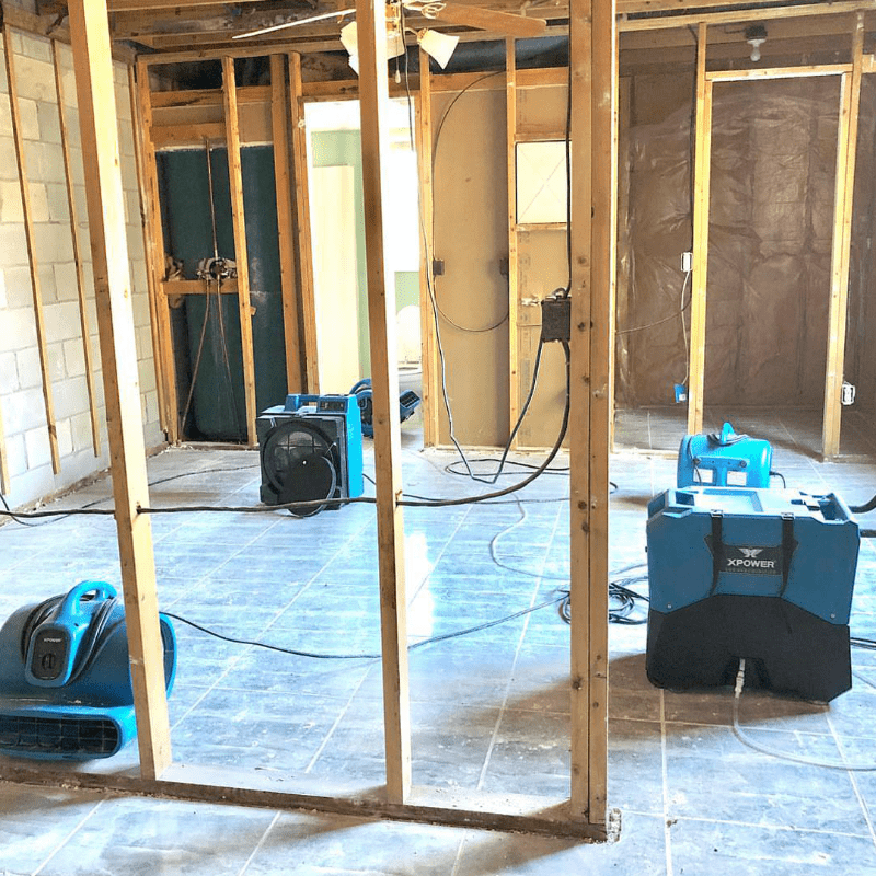 XPOWER LGR commercial dehumidifier XD-85L2 - blue, in use on a job site, view 5