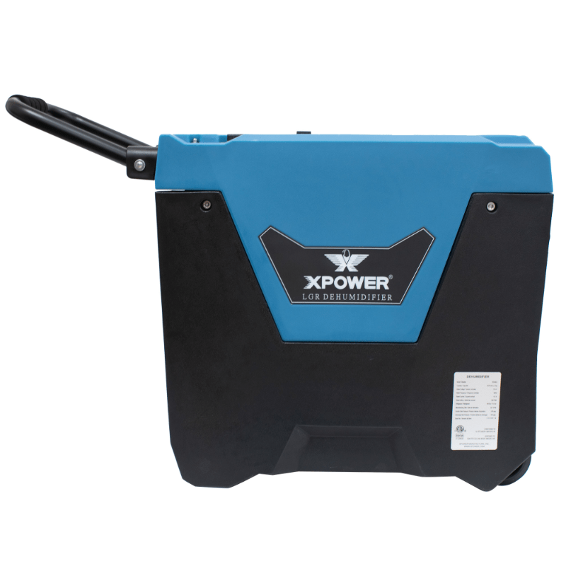 XPOWER LGR commercial dehumidifier XD-85L2 - blue, left side view