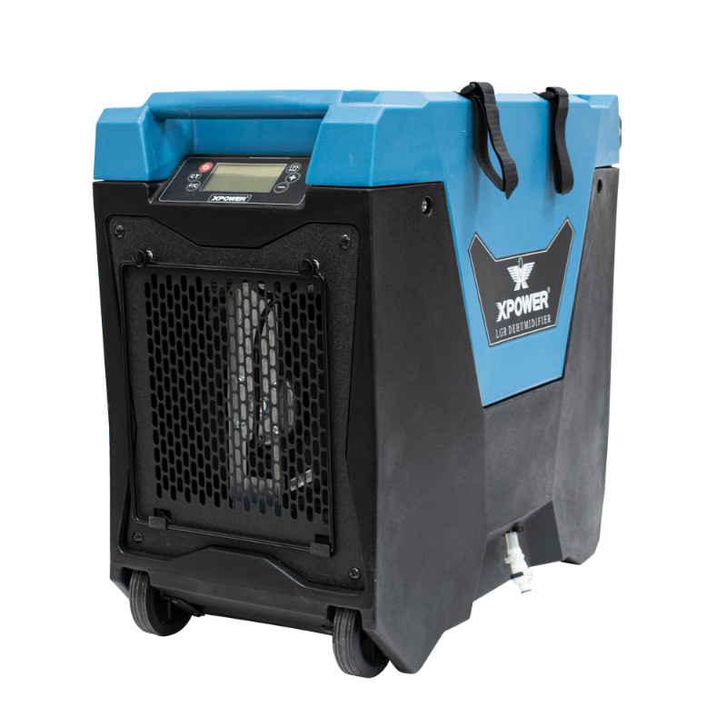 XPOWER LGR commercial dehumidifier XD-85L2 - blue, right angle view