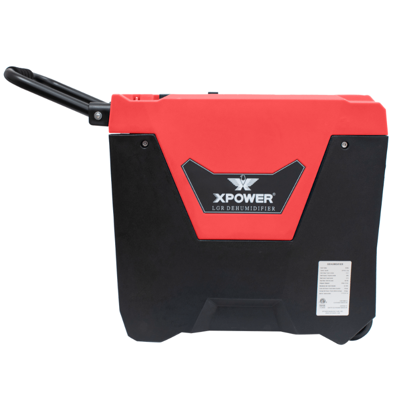 XPOWER LGR commercial dehumidifier XD-85L2 - red, left side view