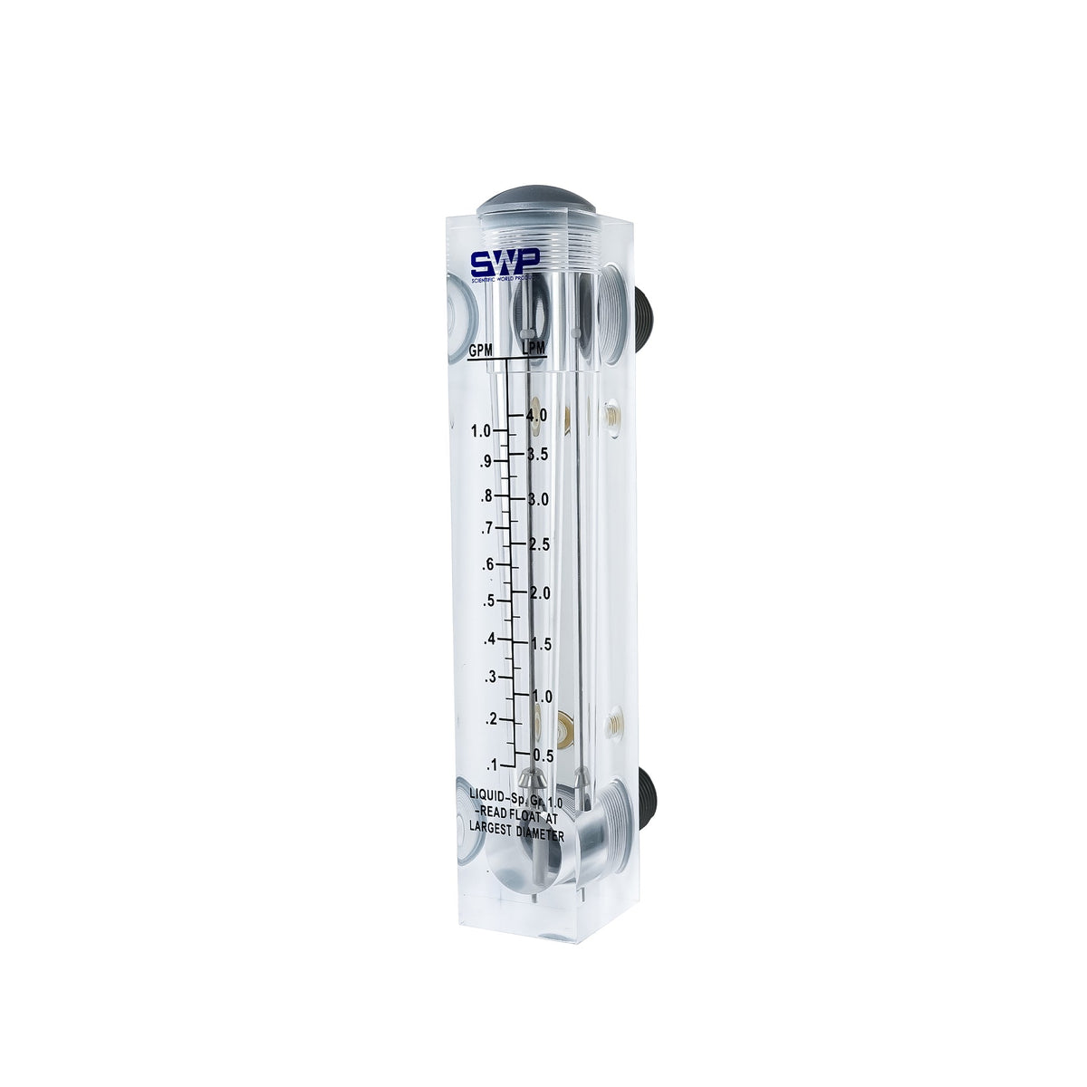 Crystal Quest Panel Mount Flow Meter, Acrylic With Stainless Steel Float, 0.1 to 60 GPM