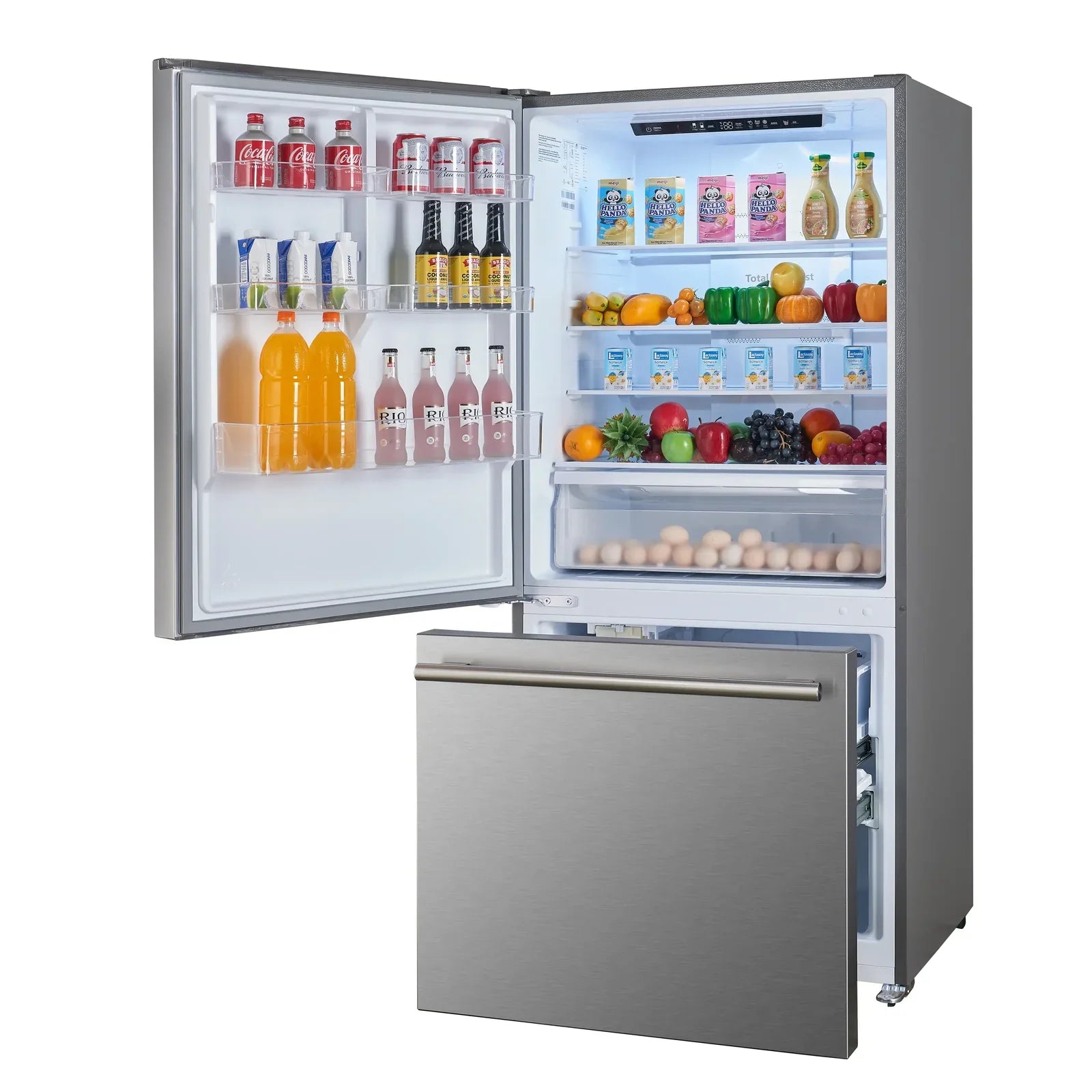 Forno Milano 62-Inch Freestanding Dual Bottom Freezer Refrigerator in Stainless Steel – 34.4 cu.ft, Touch Control, Ice Maker (FFFFD1787-60S)