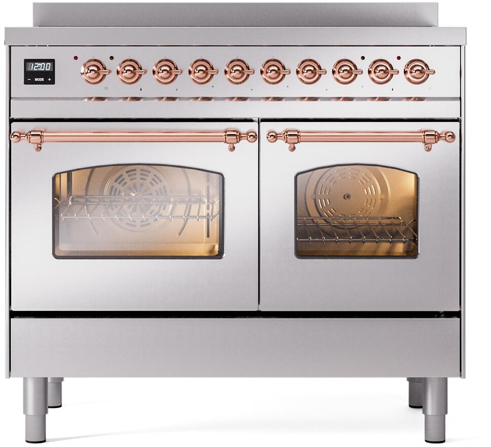 ILVE Nostalgie II 40-Inch Freestanding Electric Induction Range, Stainless Steel with Copper Trim (UPDI406NMPSSP)