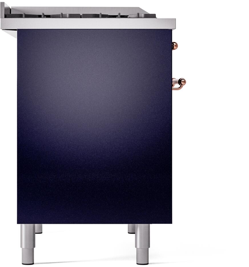 ILVE Nostalgie II 40-Inch Dual Fuel Freestanding Range in Midnight Blue with Copper Trim (UPD40FNMPMBPLP)