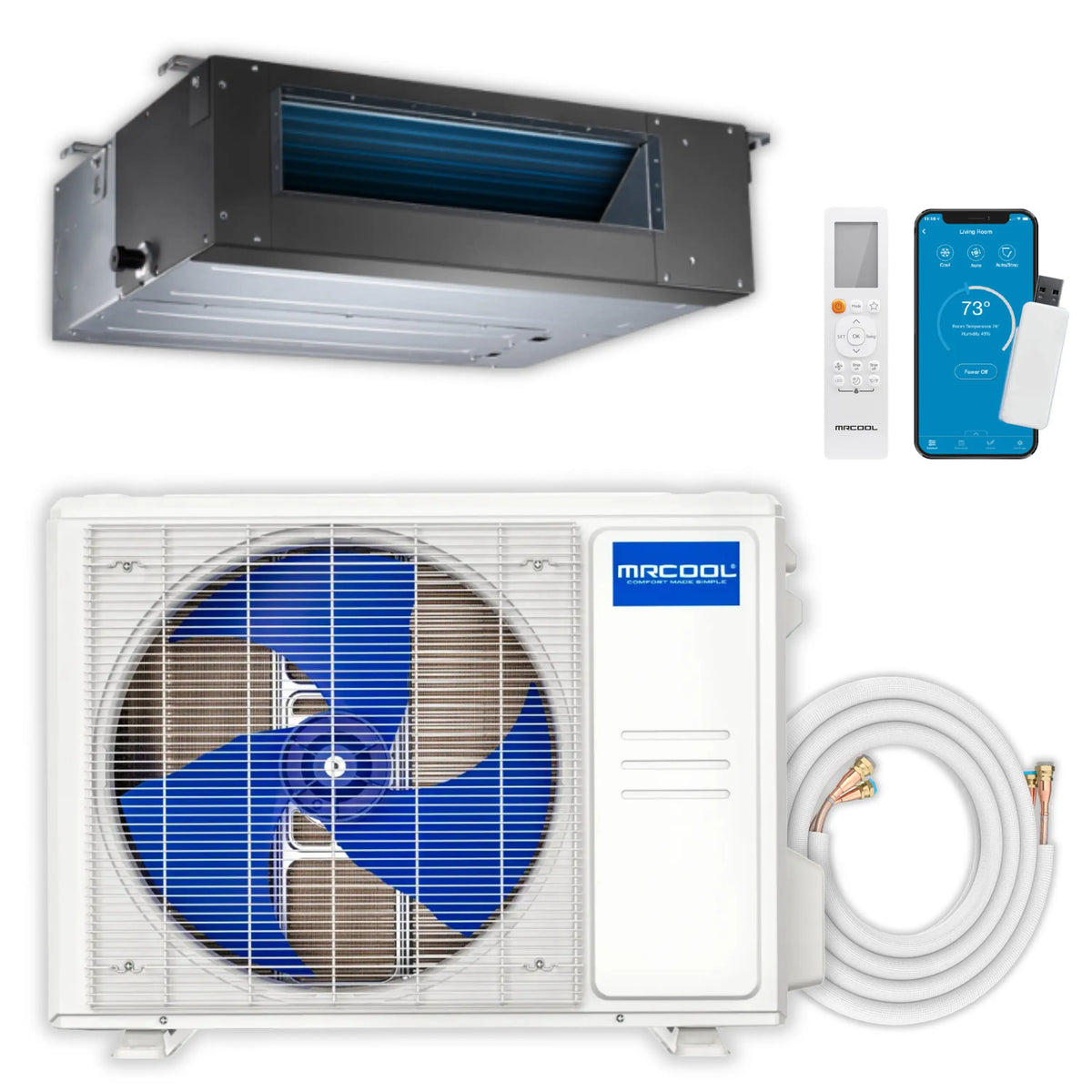 MRCOOL 4th Gen Olympus E Star 12,000 BTU Single Zone Mini Split with Ducted Air Handler and Heat Pump Condenser