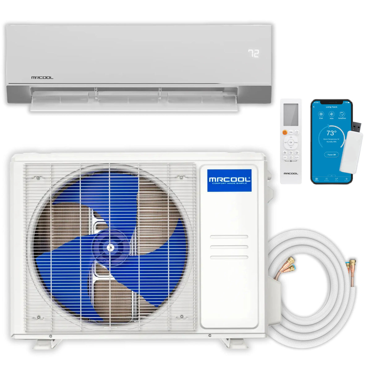 MRCOOL 4th Gen Olympus E Star 9,000 BTU Single Zone Mini Split with Wall Mount Air Handler and Heat Pump Condenser (O-ES-09-HP-230C-O1)