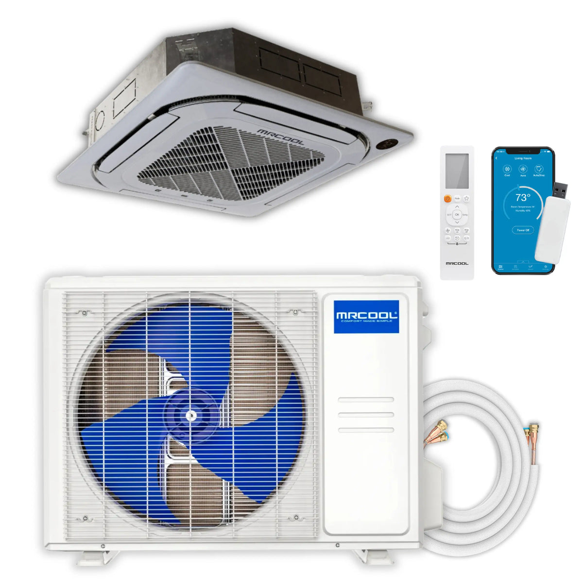 MRCOOL 4th Gen Olympus E Star 12,000 BTU Single Zone Mini Split with Ceiling Air Handler and Heat Pump Condenser