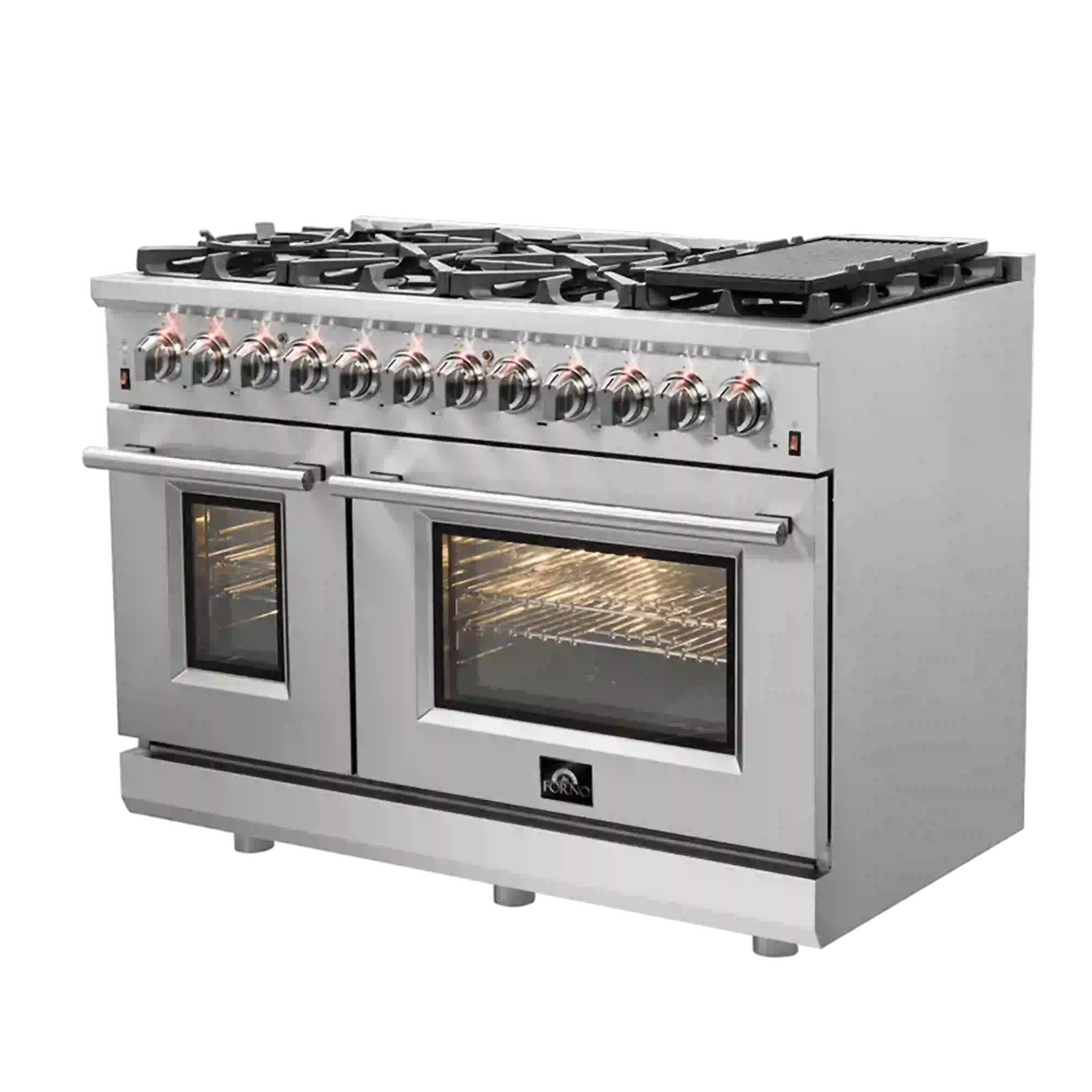 Forno Massimo 48-Inch Freestanding Dual Fuel Range in Stainless Steel (FFSGS6125-48)