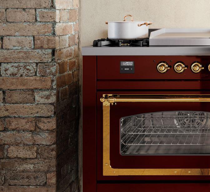ILVE Nostalgie II 48-Inch Freestanding Natural Gas Dual Fuel Range in Antique White with Burnished Bronze Trim (UP48FNMPAWB)