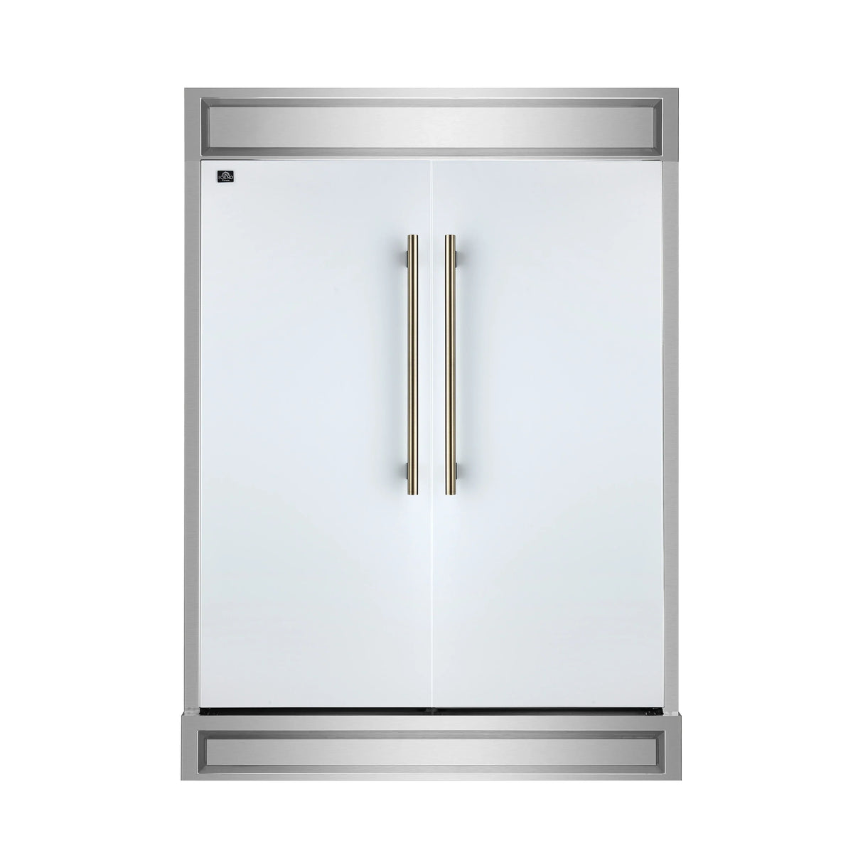 Forno 3-Piece Appliance Package - 36-Inch Gas Range, 60-Inch Refrigerator, Dishwasher in White with Antique Brass Trim