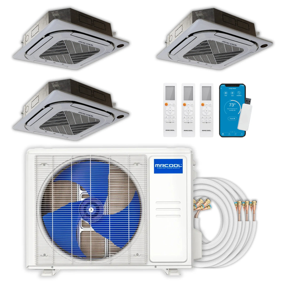MRCOOL Olympus 4th Gen Mini Split - 3-Zone 36,000 BTU  Air Conditioner and Heat Pump Condenser with 12K + 12K + 9K Ceiling Mount Air Handlers