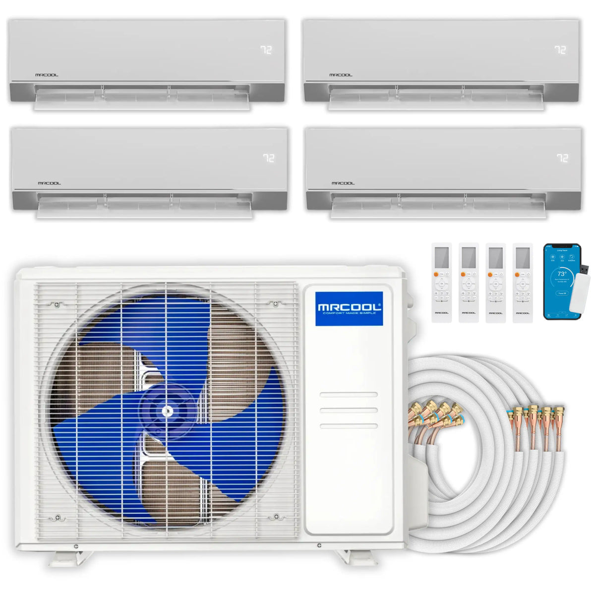 MRCOOL Olympus 4th Gen Mini Split - 4-Zone 36,000 BTU  Air Conditioner and Heat Pump Condenser with 12K + 12K + 12K + 12K Wall Mount Air Handlers