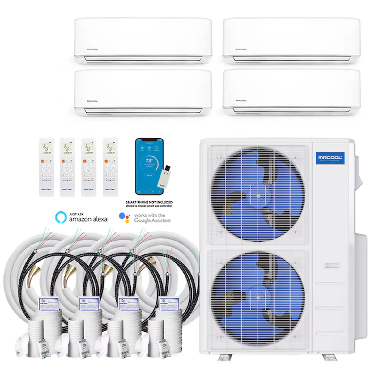 MRCOOL DIY 5th Gen 55,000 BTU 4-Zone Ductless Mini Split Air Conditioner and Heat Pump with 6K+6K+6K+36K BTU Wall Mount Indoor Units
