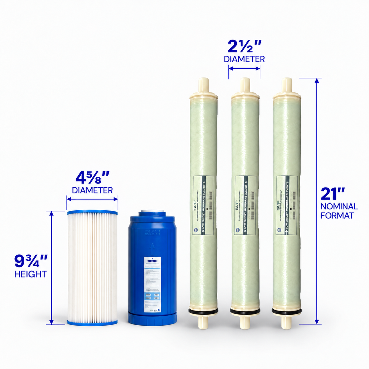 Crystal Quest Whole House RO Replacement Filter Pack, 500, 750 or 1000 GPD, Prefilter or Complete