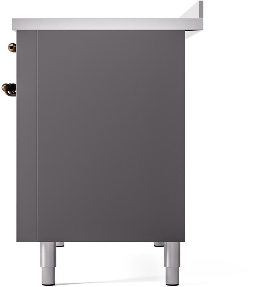 ILVE Nostalgie II 48-Inch Freestanding Electric Induction Range in Matte Graphite with Burnished Bronze Trim (UPI486NMPMGB)