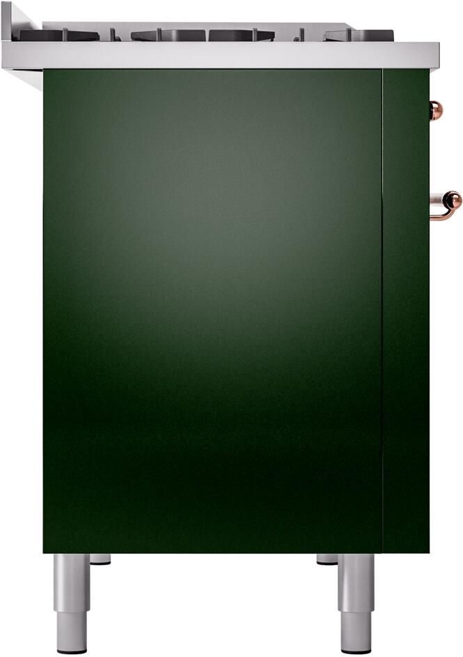 ILVE Nostalgie II 48-Inch Freestanding Natural Gas Dual Fuel Range in Emerald Green with Copper Trim (UP48FNMPEGP)