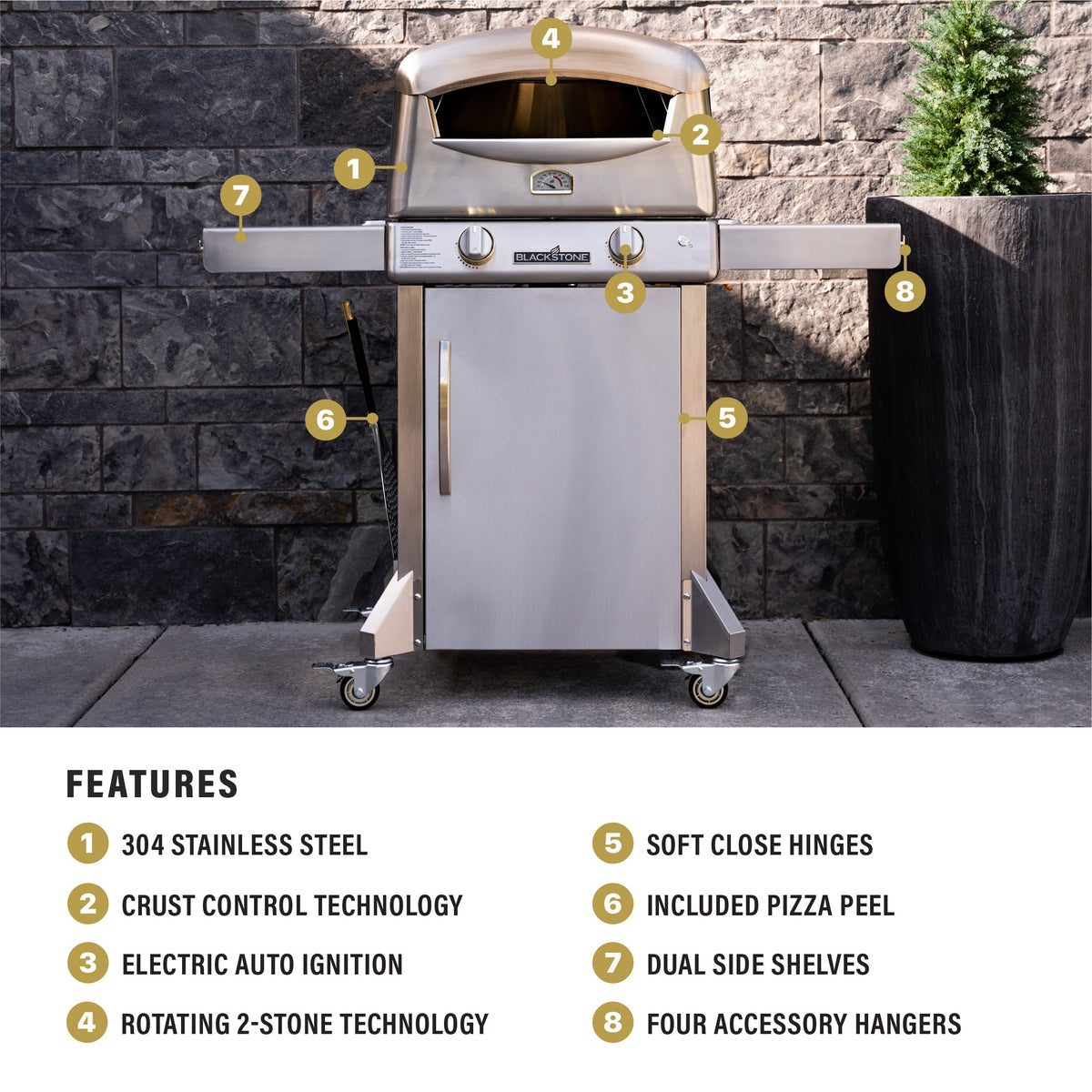 Blackstone Select Propane Pizza Oven with Cabinet, 16" Rotating Stone