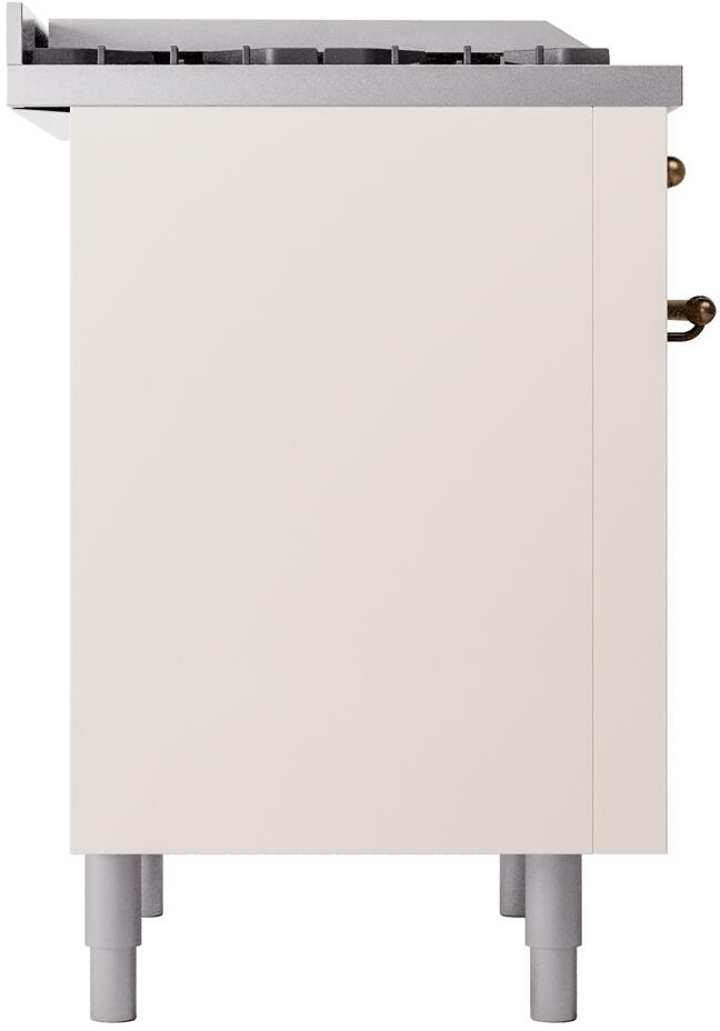 ILVE Nostalgie II 36-Inch Freestanding Natural Gas Dual Fuel Range in Antique White with Burnished Bronze Trim (UP36FNMPAWB)