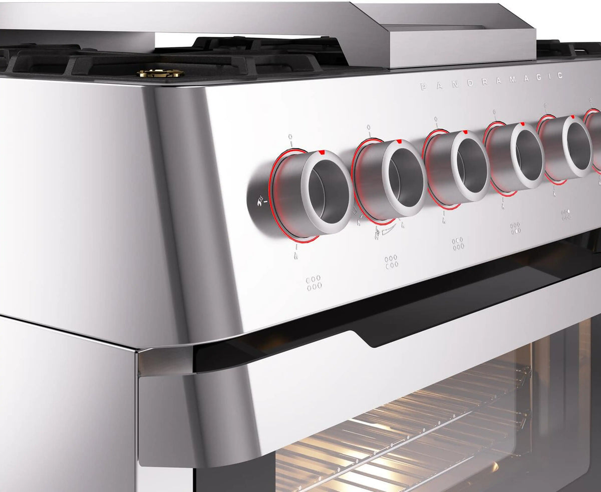 ILVE Panoramagic 36-Inch Freestanding Propane Gas Dual Fuel Range in Stainless Steel (UPM09DFS3SSLP)
