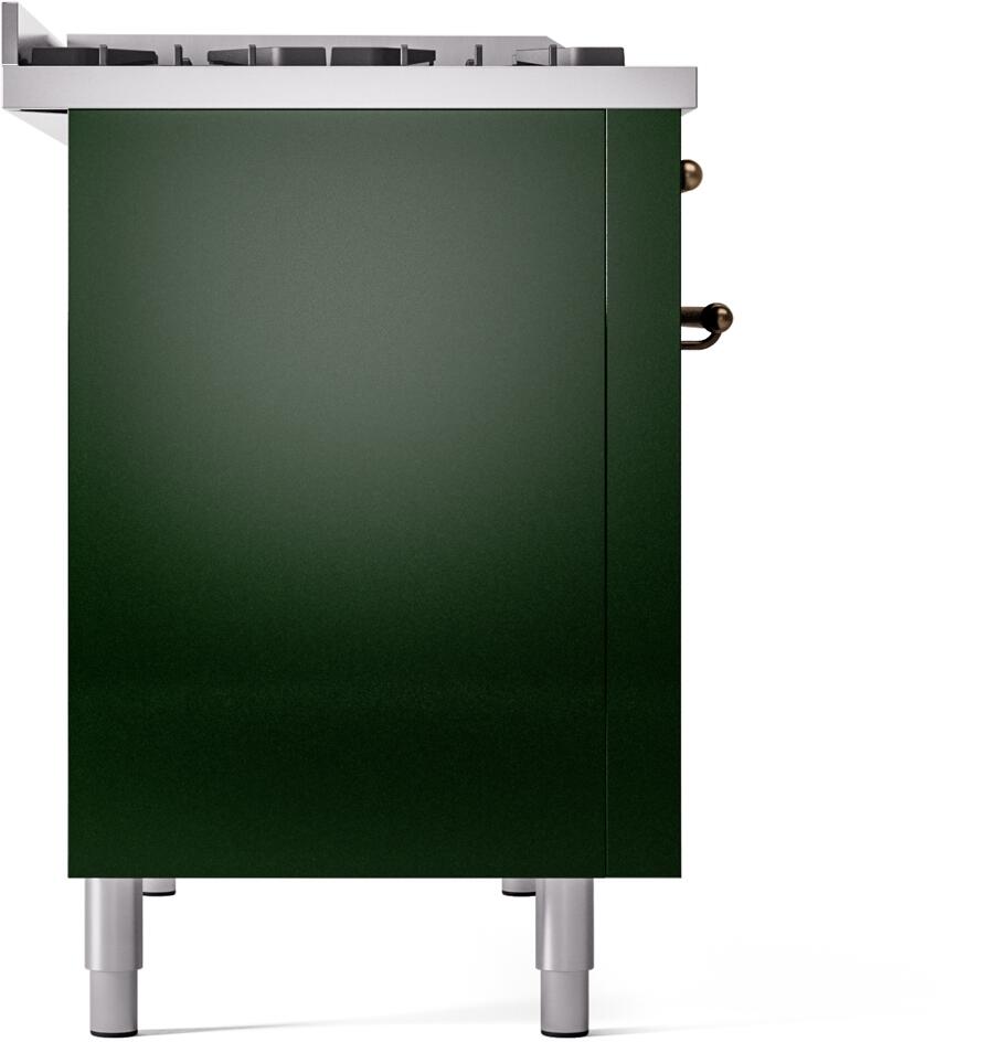 ILVE Nostalgie II 48-Inch Dual Fuel Freestanding Range in Emerald Green with Burnished Bronze Trim (UP48FNMPEGBLP)