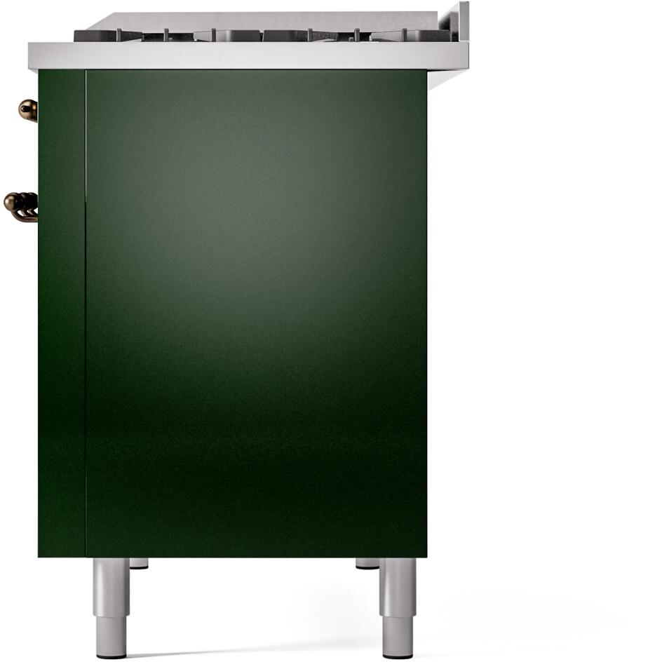 ILVE Nostalgie II 48-Inch Dual Fuel Freestanding Range in Emerald Green with Burnished Bronze Trim (UP48FNMPEGBLP)