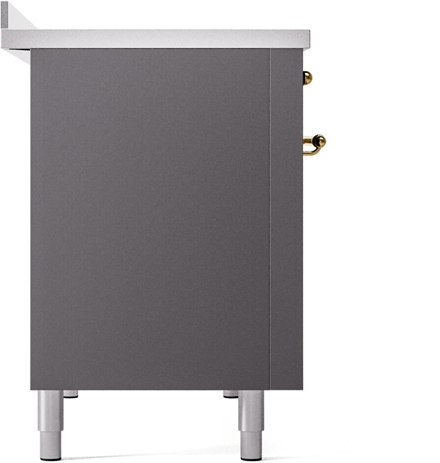 ILVE Nostalgie II 48-Inch Limited Edition Induction Range in Matte Graphite with Brass Trim (UPI486NMPMGG)
