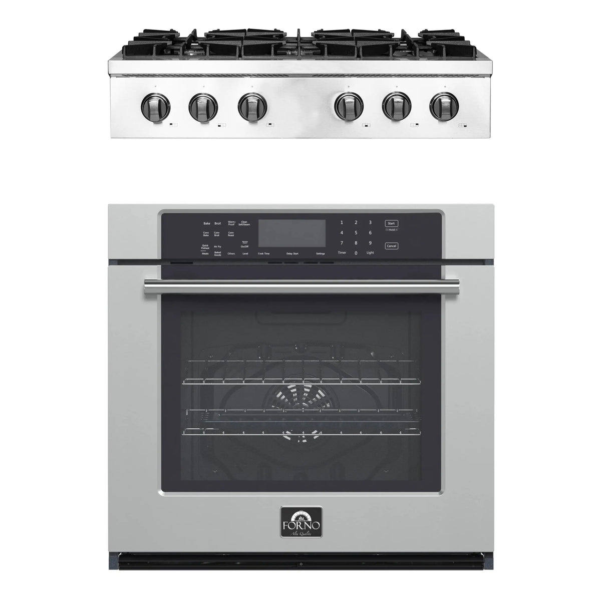 Forno 2-Piece Appliance Package - 36-Inch Lseo Gas Rangetop & Wall Oven in Stainless Steel
