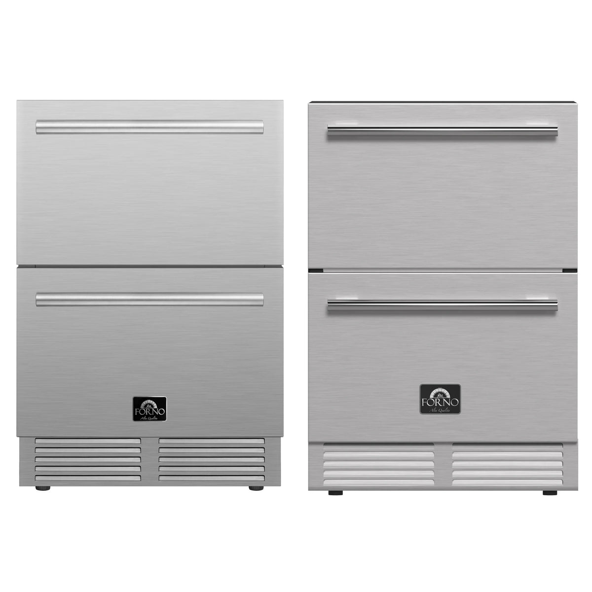 Forno 2 - Piece Appliance Package - 24-Inch Built-In Indoor/Outdoor Drawer Freezer and 24-Inch Drawer Refrigerator in Stainless Steel
