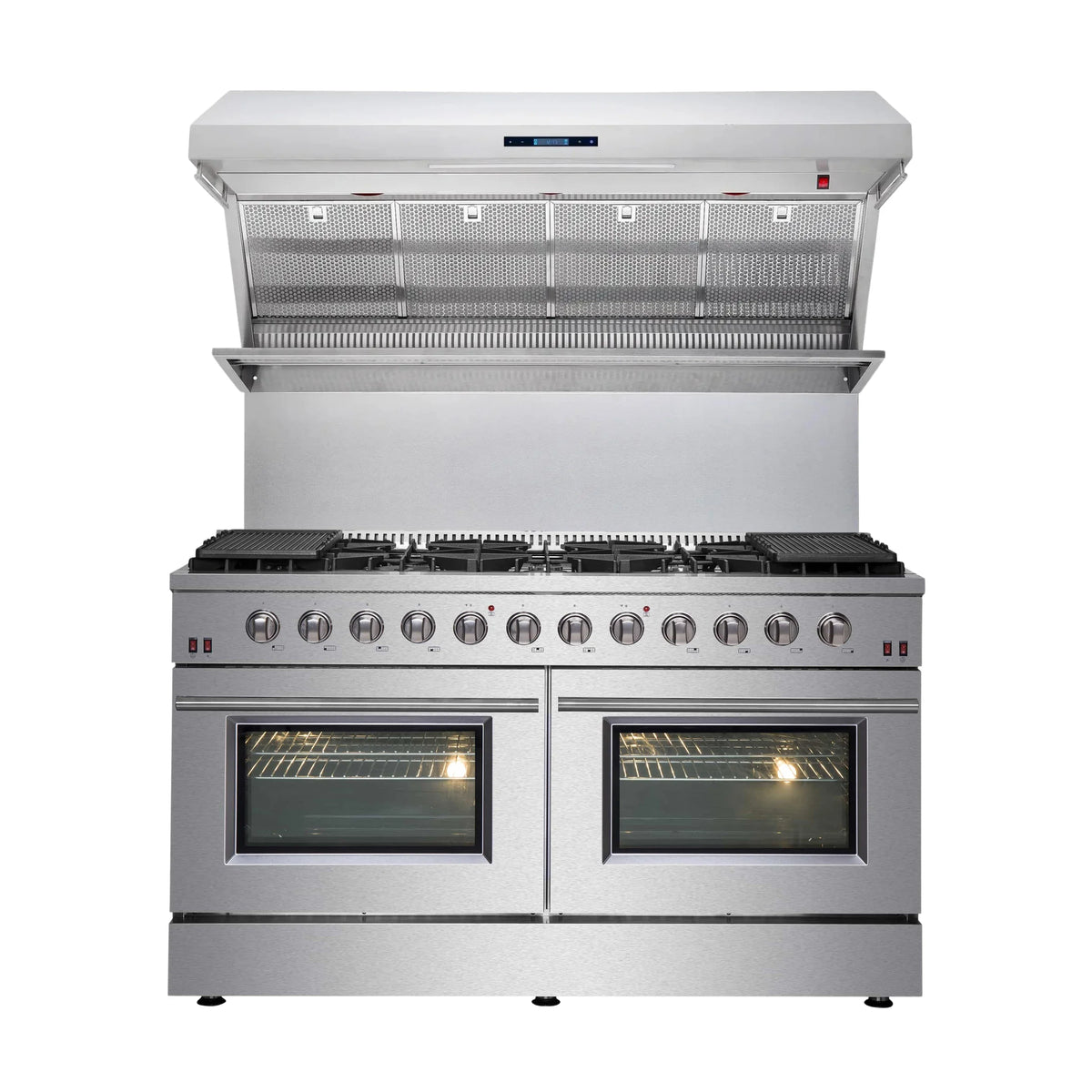 Forno 2-Piece Appliance Package - 60-Inch Gas Range and Wall Mount Range Hood in Stainless Steel