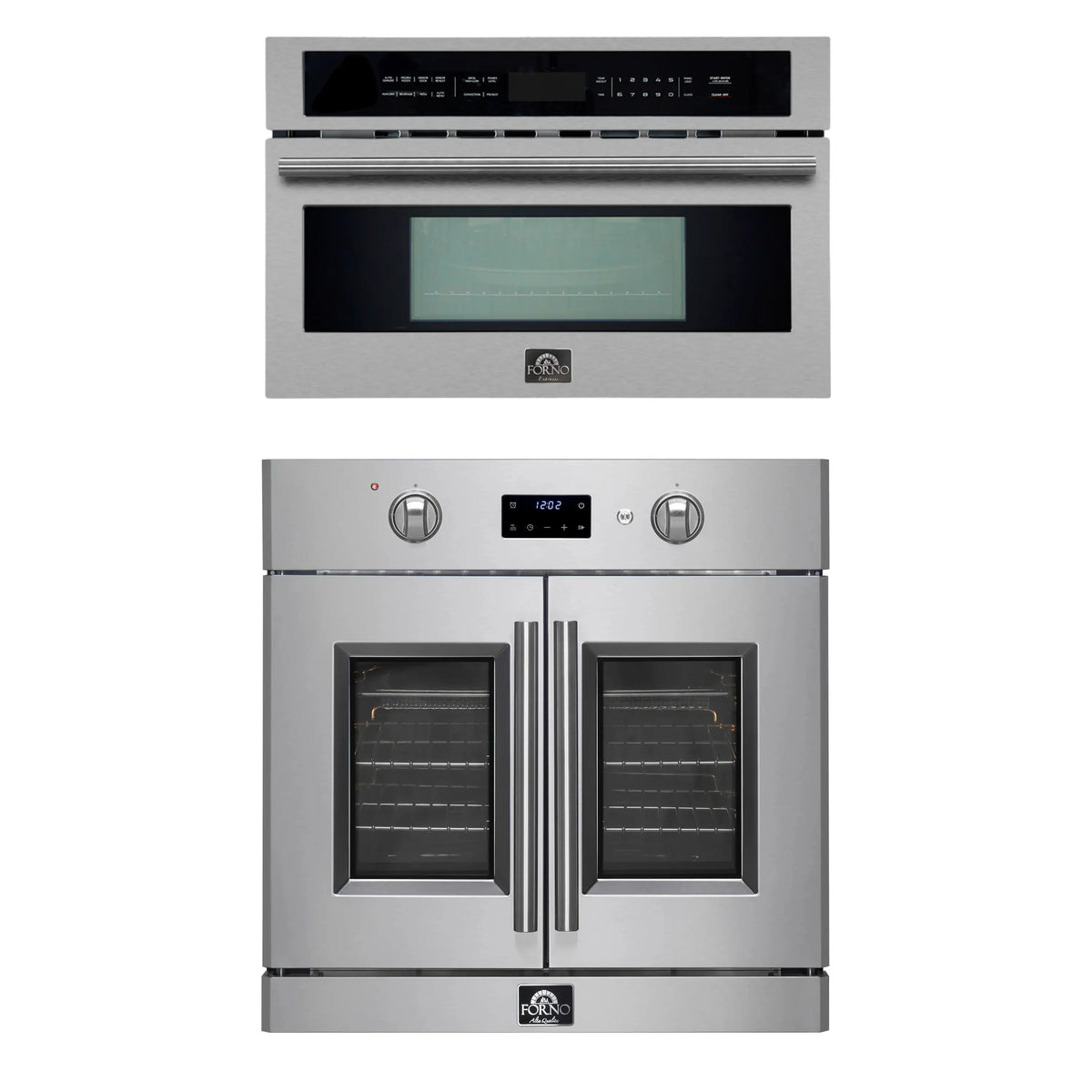 Forno 2-Piece Appliance Package - 30-Inch Asti French Door Electric Wall Oven & 30-Inch Microwave Oven in Stainless Steel