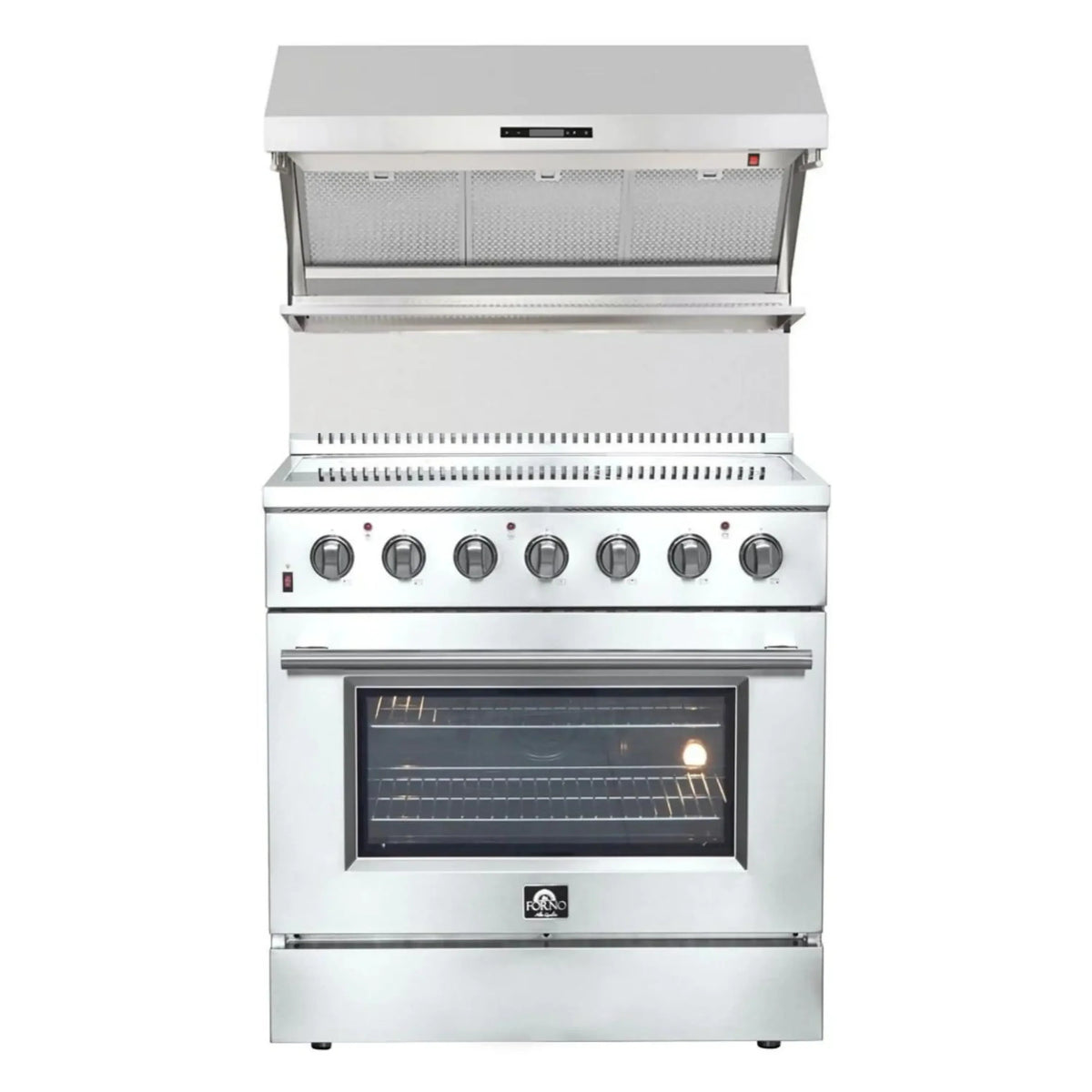 Forno 2-Piece Appliance Package - 36-Inch Electric Range and Wall Mount Range Hood with Backsplash in Stainless Steel