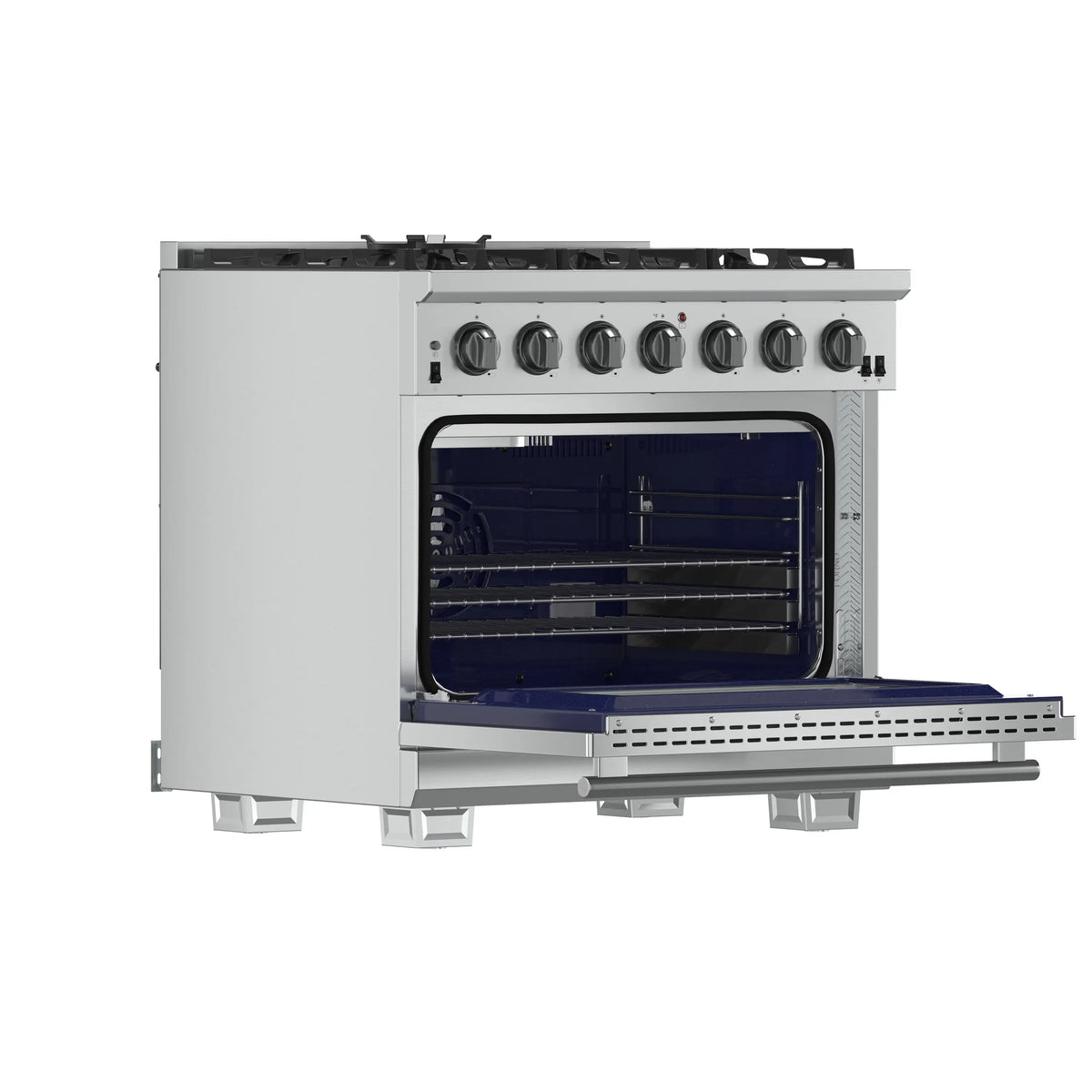 Forno 3-Piece Pro Appliance Package - 36-Inch Gas Range, Pro-Style Refrigerator, and Dishwasher in Stainless Steel