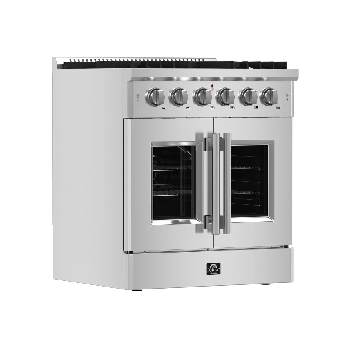Forno 5-Piece Appliance Package - 30-inch Gas Range, Hood, Refrigerator, Dishwasher and 30-Inch Microwave Oven in Stainless Steel