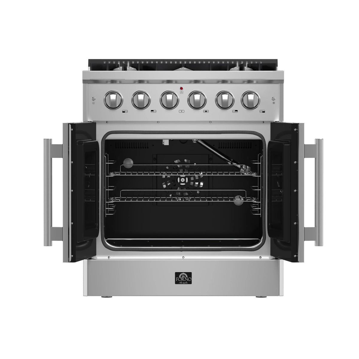 Forno 5-Piece Appliance Package - 30-inch Gas Range, Hood, Refrigerator, Dishwasher and 30-Inch Microwave Oven in Stainless Steel