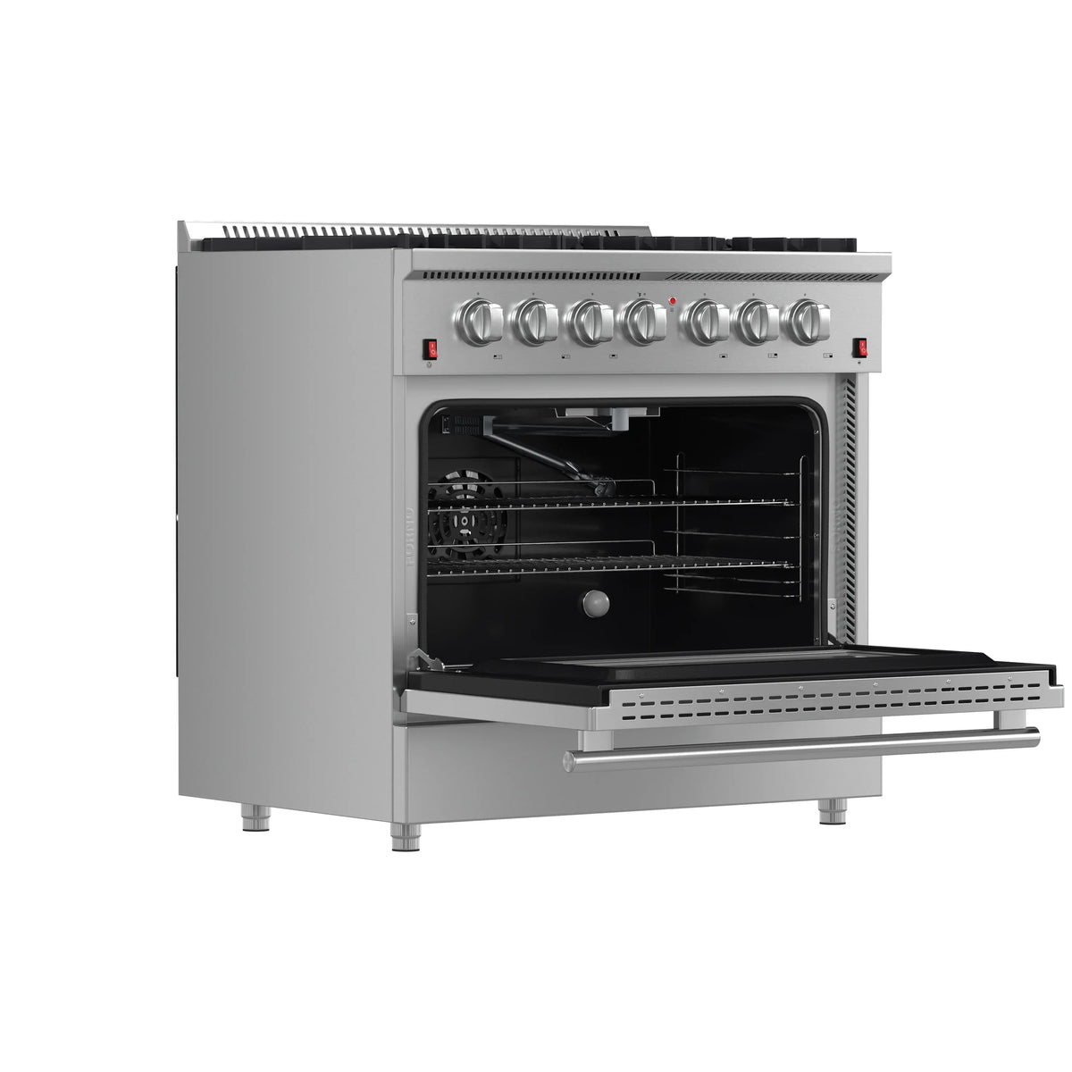 Forno 3-Piece Appliance Package - 36-Inch Gas Range, 60-Inch Pro-Style Refrigerator & Wall Mount Hood with Backsplash in Stainless Steel