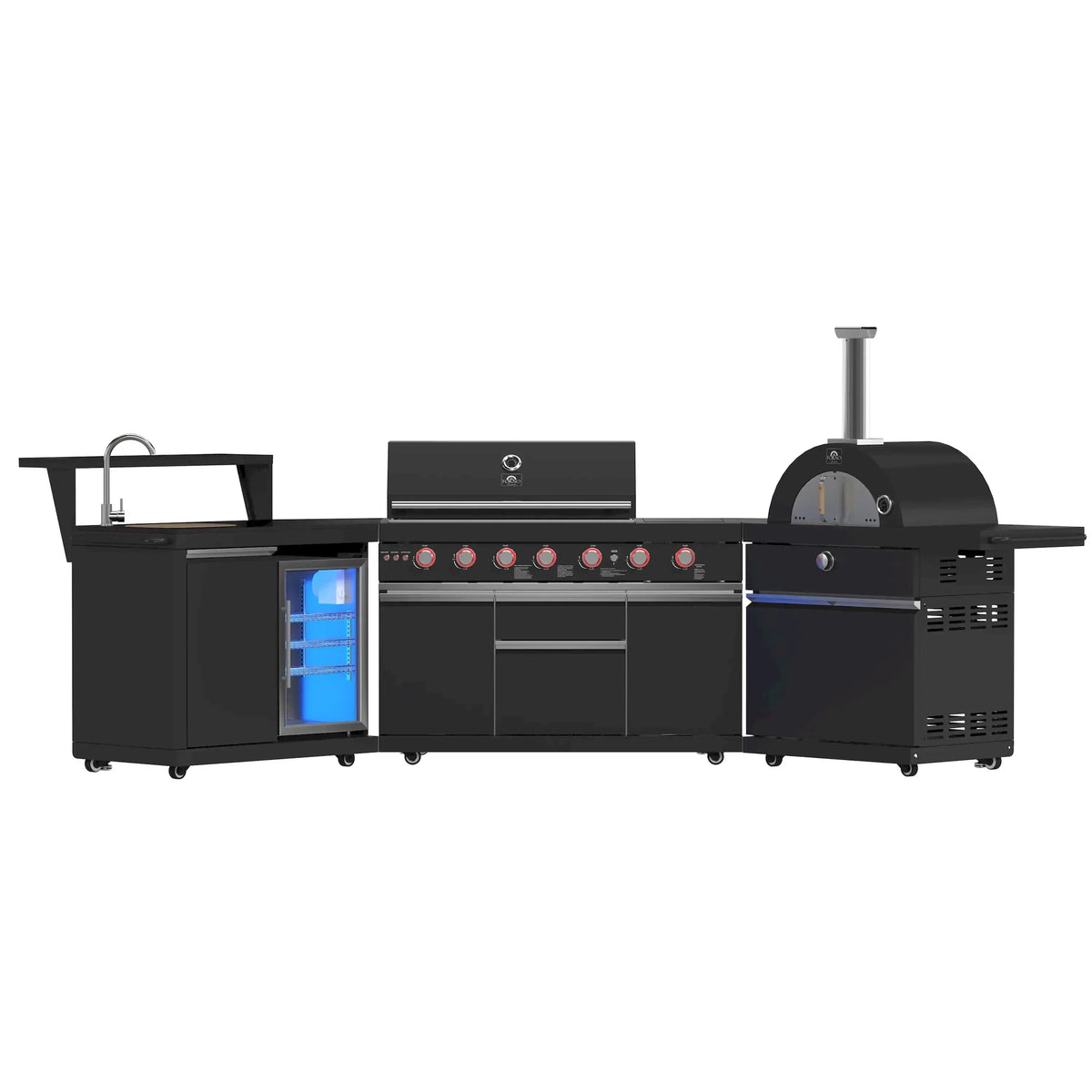 Forno All'Aperto outdoor kitchen FODKT2551BLK - front lights on