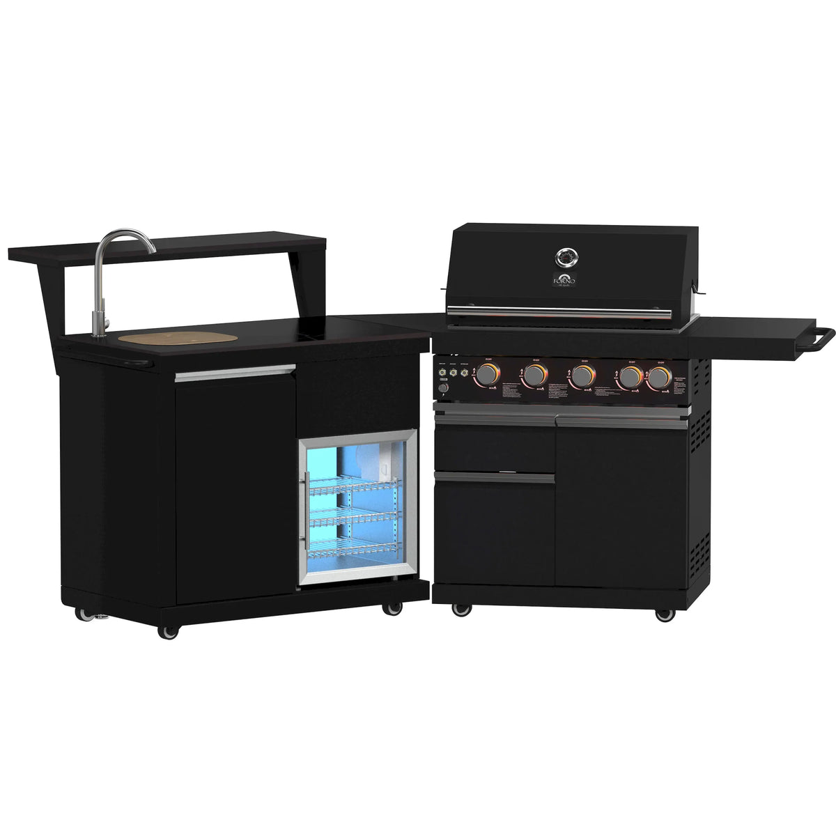 Forno All'Aperto outdoor kitchen FODKT2582BLK - front lights on
