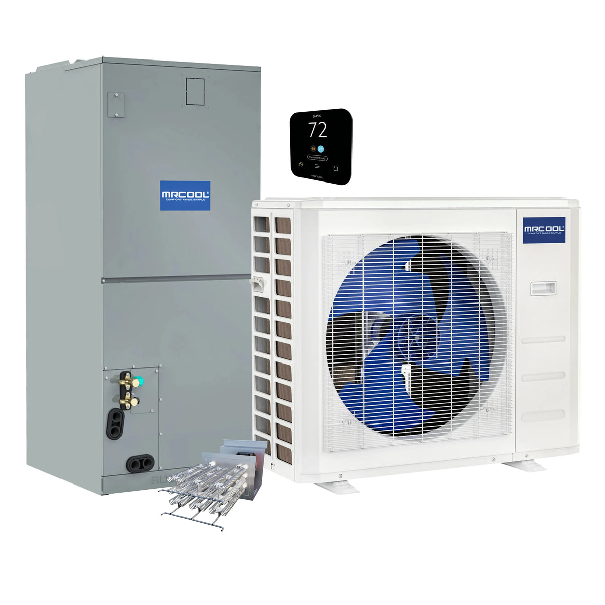 MRCOOL Hyper Heat 2nd Gen 30K BTU, 2.5 Ton, 18.3 SEER2 Heat Pump Condenser and Ducted Air Handler with 8kW Heat Kit (C30HP230BL00H08)