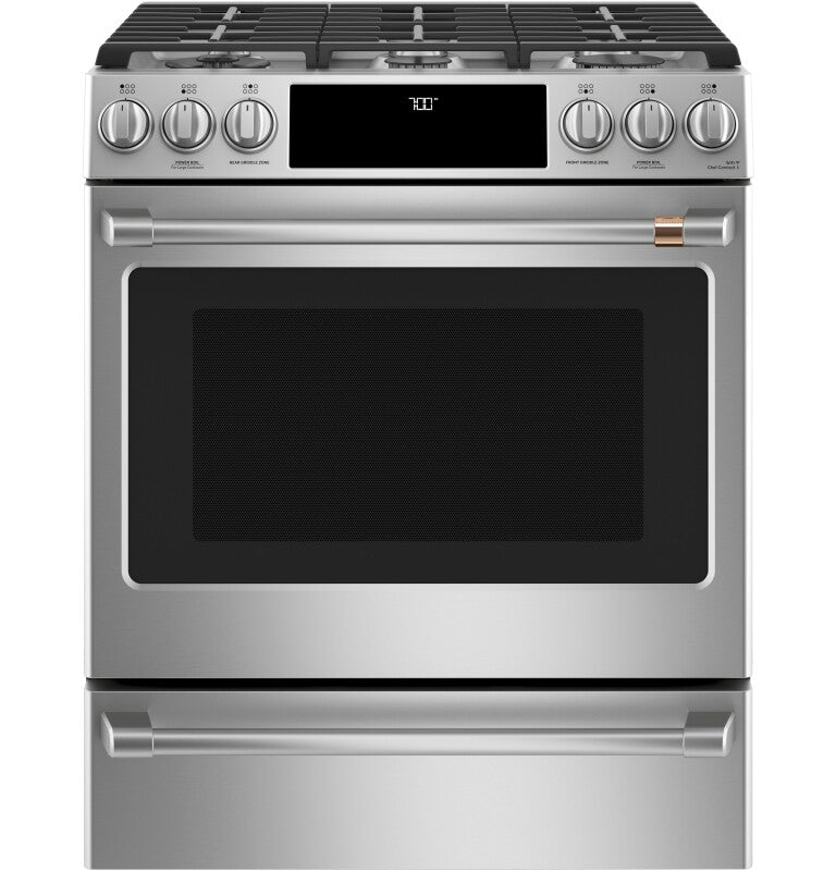 Cafe CGS700P2MS1 Café 30" Smart Slide-in, Front-control, Gas Range With Convection Oven Stainless Steel