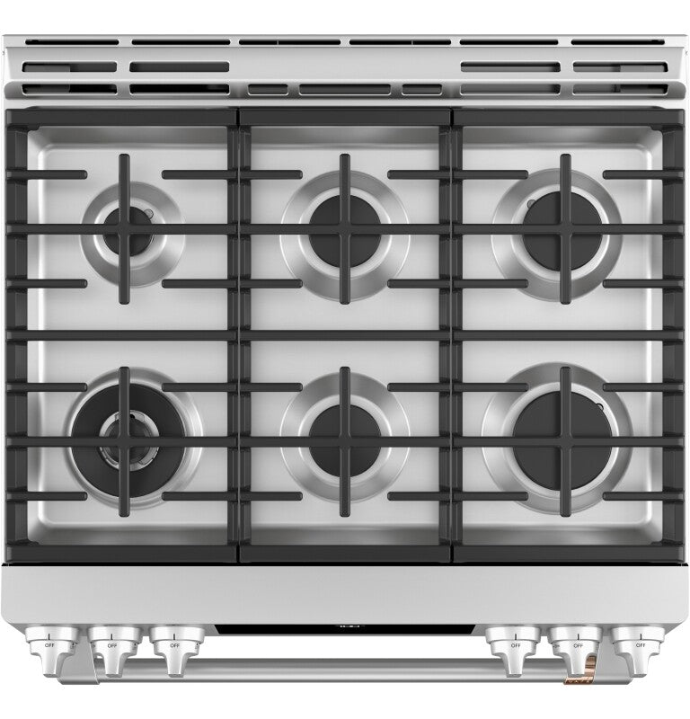 Cafe CGS700P2MS1 Café 30" Smart Slide-in, Front-control, Gas Range With Convection Oven Stainless Steel