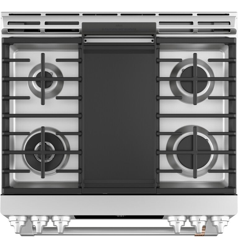 Cafe CGS700P2MS1 Café 30" Smart Slide-in, Front-control, Gas Range With Convection Oven Stainless Steel