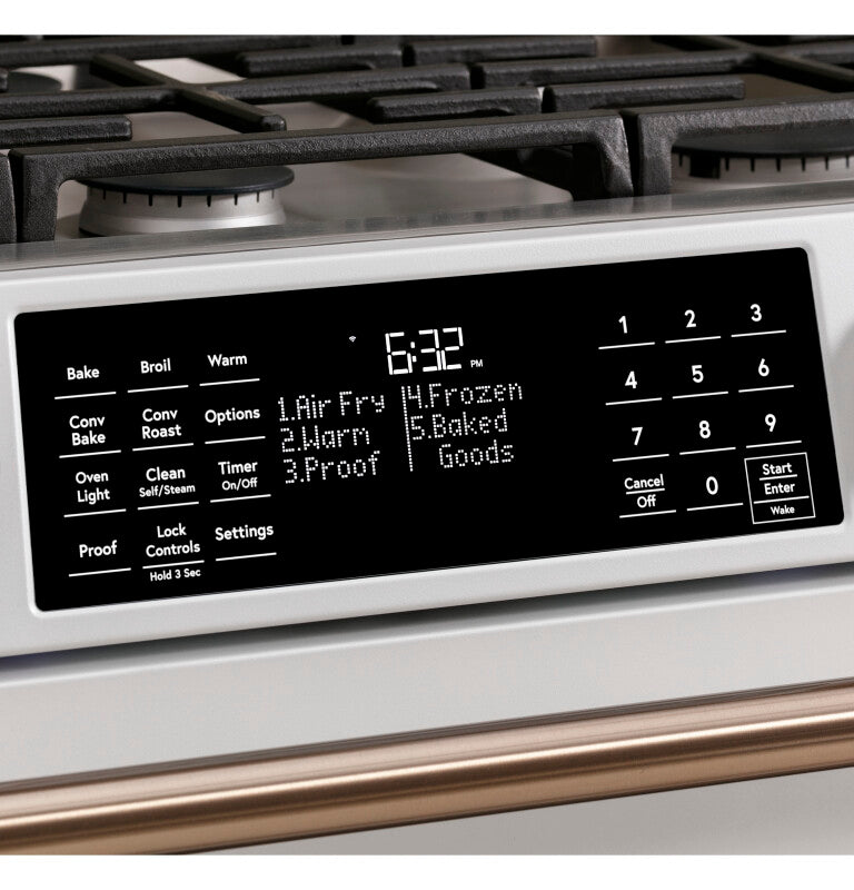 Cafe CGS700P2MS1 Café 30" Smart Slide-in, Front-control, Gas Range With Convection Oven Stainless Steel