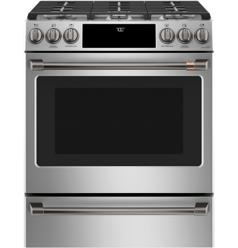 Cafe CGS700P2MS1 Café 30" Smart Slide-in, Front-control, Gas Range With Convection Oven Stainless Steel