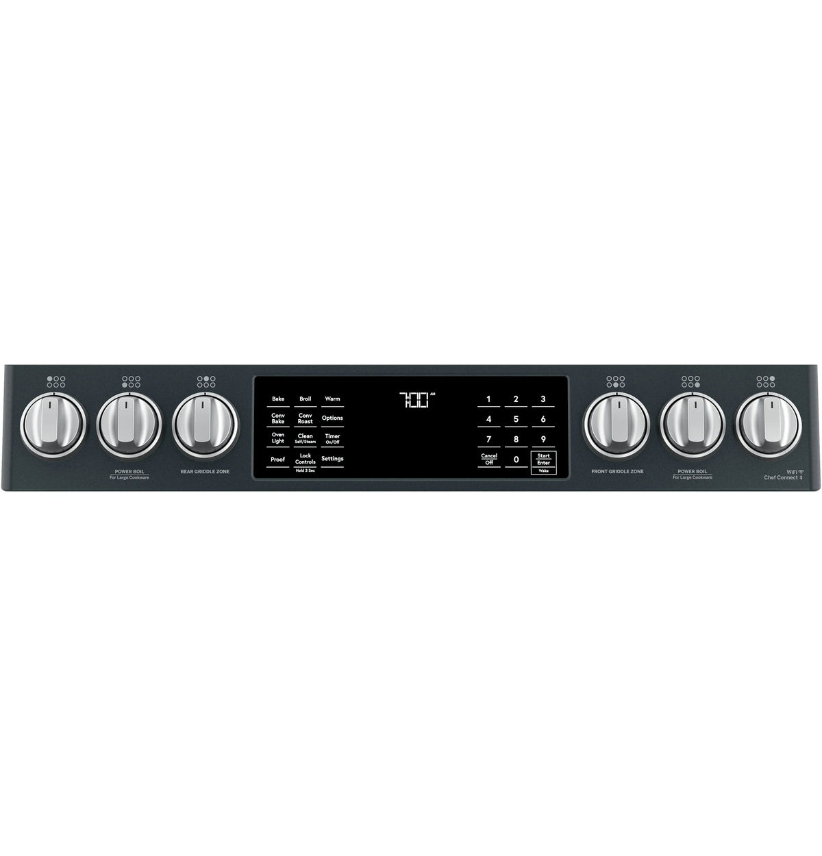 Cafe CGS700P3MD1 Café 30" Smart Slide-in, Front-control, Gas Range With Convection Oven Matte Black